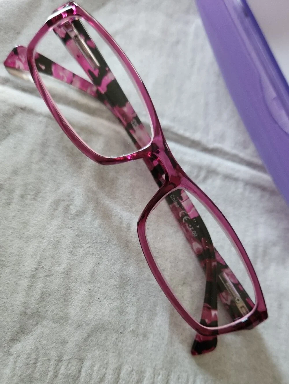 NEW Women Reading Glasses Ladies Purple Spring Hinge Readers 2.0 Resin Case